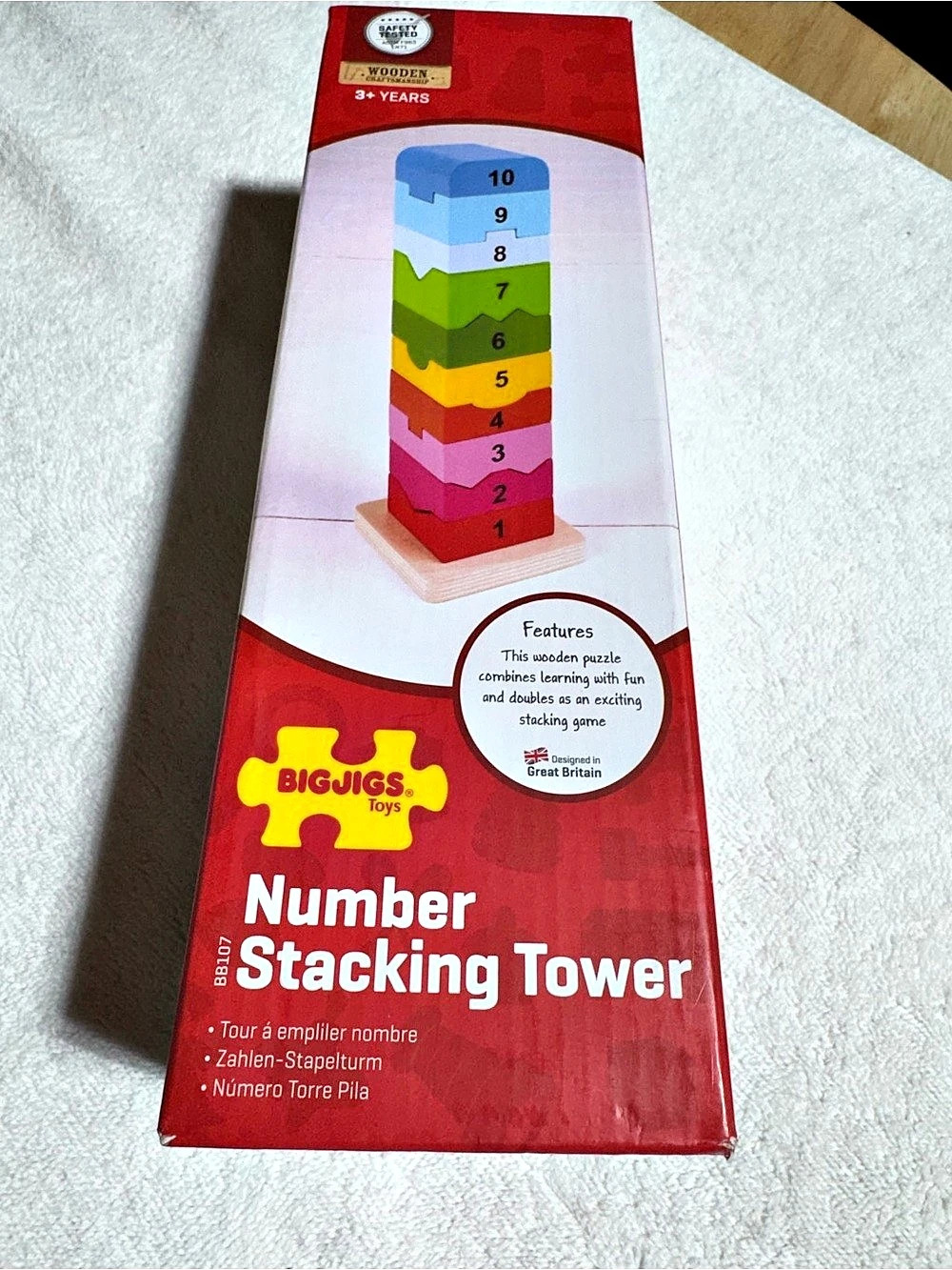 Bigjigs Toys Number Stacking Tower Wooden Learning Toy